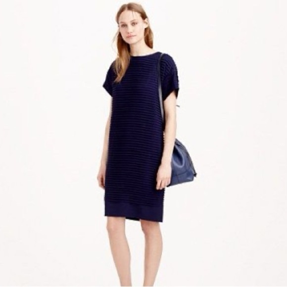 J. Crew Pleated Chiffon Shift Dress Navy Blue Size 00 Women’s - Picture 1 of 4